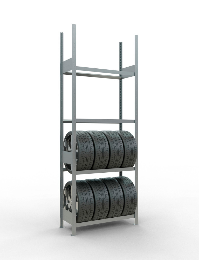 Rayonnage pour pneus, base, 4 niveaux de stockage, largeur des rayons 1000 mm, 1060 x 436 x 2750 mm - 2