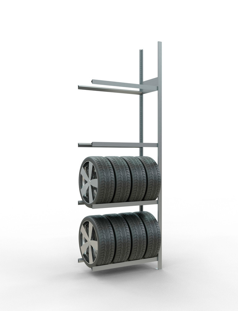 Rayonnage pour pneus, élément complémentaire, 906 x 436 x 2750 mm, 4 étagères, galvanisé - 2