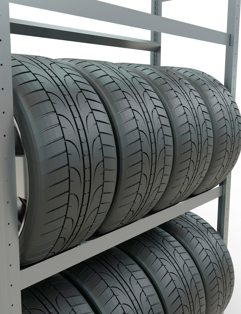 Rayonnage pour pneus, élément de base, 1260 x 436 x 2000 mm, 3 étagères, galvanisé - 3