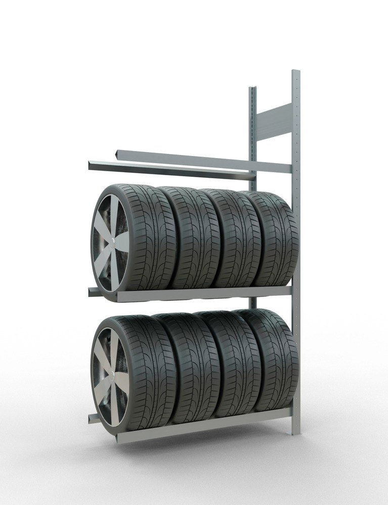 Rayonnage pour pneus, élément complémentaire, 1056 x 436 x 2000 mm, 3 étagères, galvanisé - 2