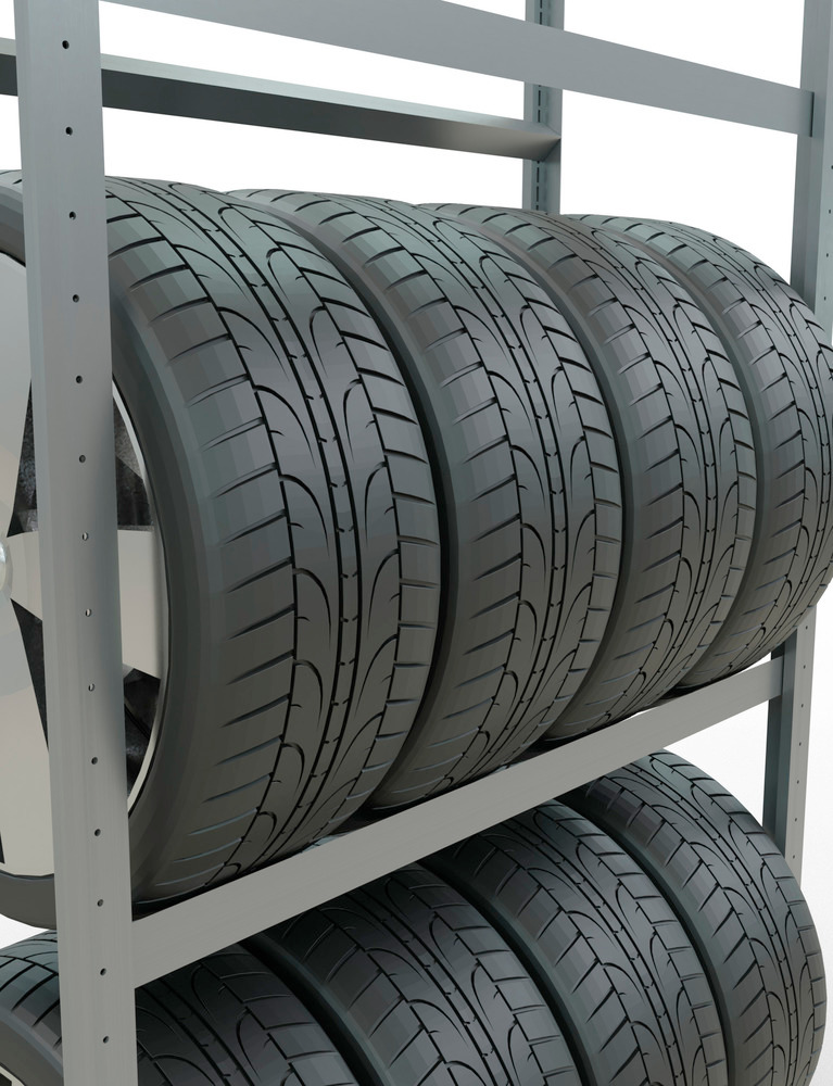 Rayonnage pour pneus, élément de base, 1110 x 436 x 2000 mm, 3 étagères, galvanisé - 3