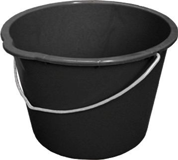 Plastic bucket in recycled polyethylene, 20 litres, black, Pack = 10 pieces