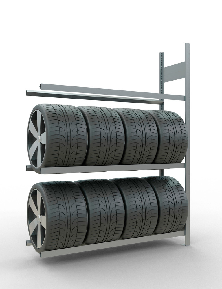 Regál na pneumatiky, základné pole, 3 skladovacie úrovne, 1500 mm, 1506 x 436 x 2000 mm - 2