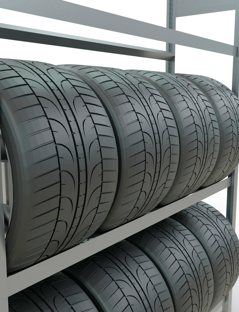 Rayonnage pour pneus, élément de base, 1560 x 436 x 2000 mm, 3 étagères, galvanisé - 3