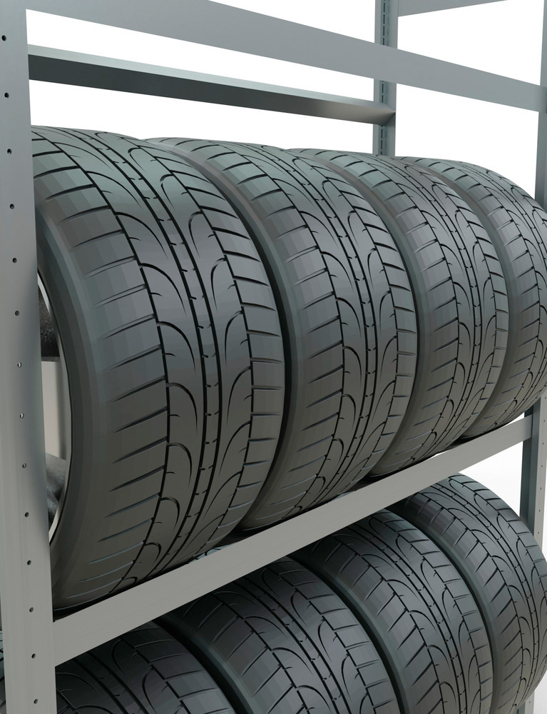 Regál na pneumatiky, základné pole, 3 skladovacie úrovne, 1300 mm, 1360 x 436 x 2000 mm - 3