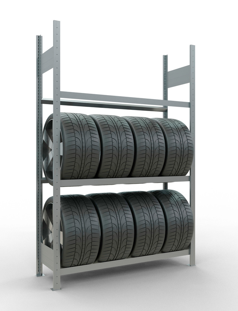 Regál na pneumatiky, základné pole, 3 skladovacie úrovne, 1300 mm, 1360 x 436 x 2000 mm - 2