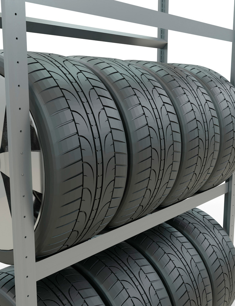 Rayonnage pour pneus, élément de base, 1210 x 436 x 2000 mm, 3 étagères, galvanisé - 3
