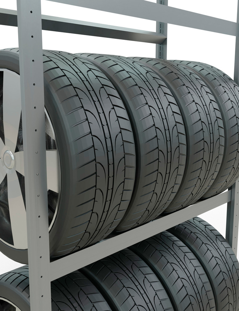 Rayonnage pour pneus, élément de base, 1060 x 436 x 2000 mm, 3 étagères, galvanisé - 3