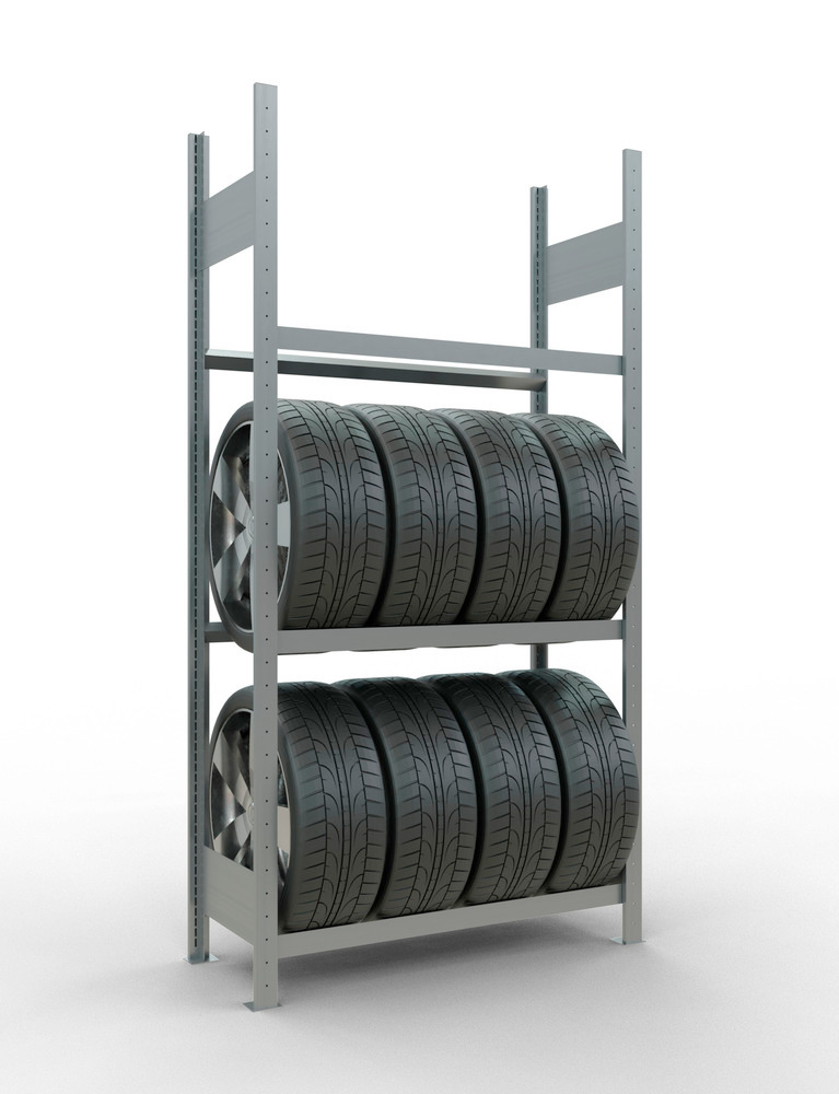 Rayonnage pour pneus, élément de base, 1060 x 436 x 2000 mm, 3 étagères, galvanisé - 2