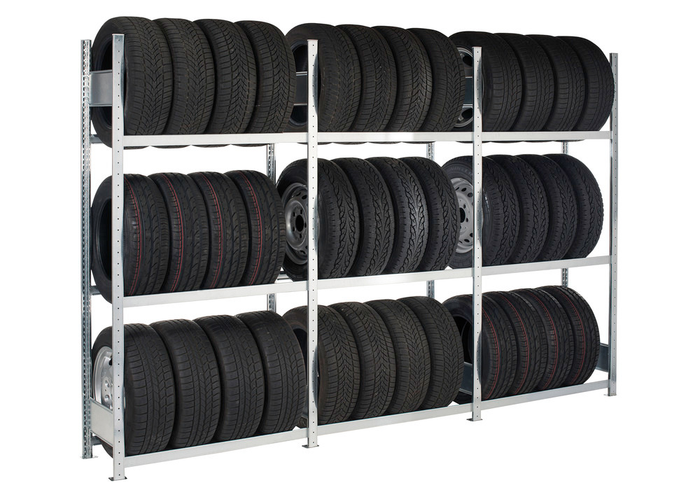 Rayonnage pour pneus, base, 3 niveaux de stockage, largeur des rayons 900 mm, 960 x 436 x 2000 mm - 4