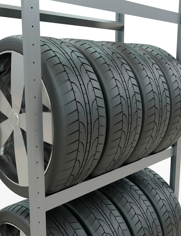 Rayonnage pour pneus, base, 3 niveaux de stockage, largeur des rayons 900 mm, 960 x 436 x 2000 mm - 3