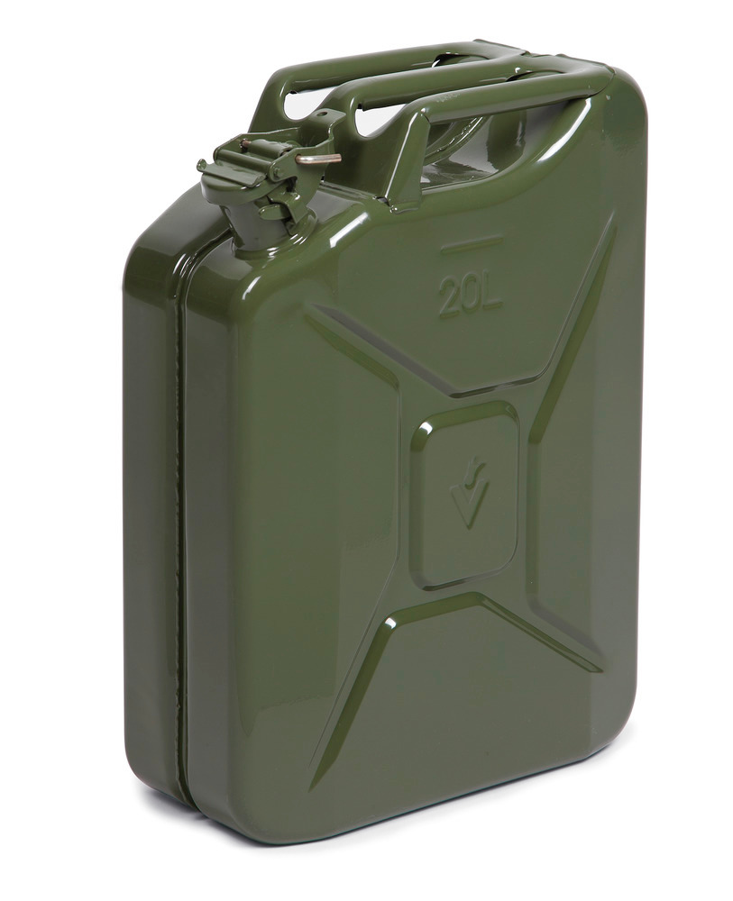 Garrafa en chapa de acero, 20 litros, verde oliva, con Homologación UN para transporte ADR - 1
