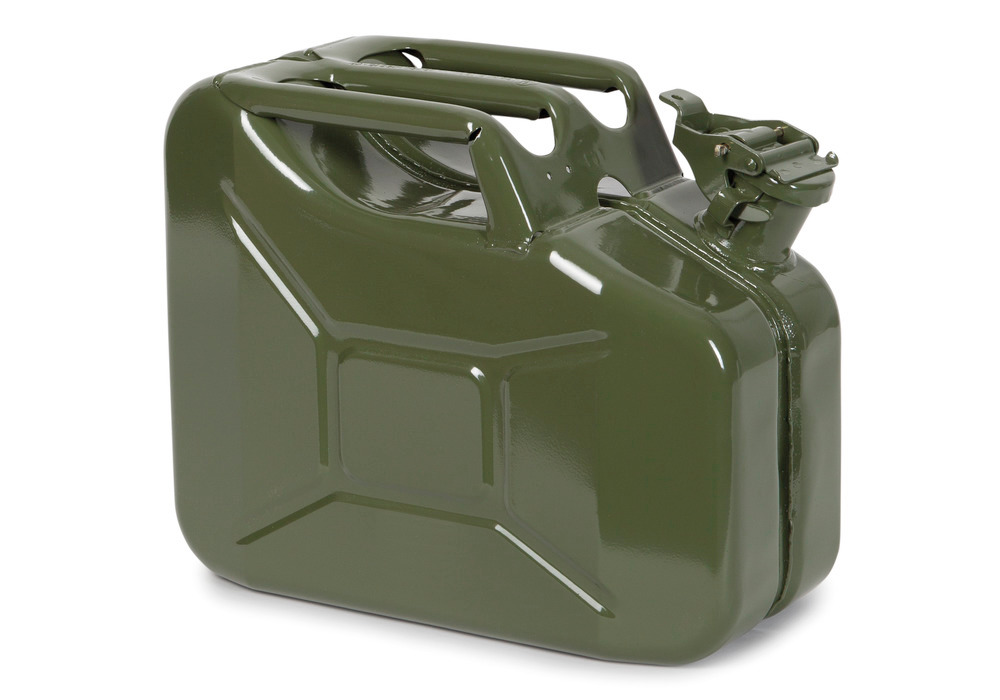 Plaatstalen jerrycan 10 l, olijfgroen, met UN-keurmerk - 1