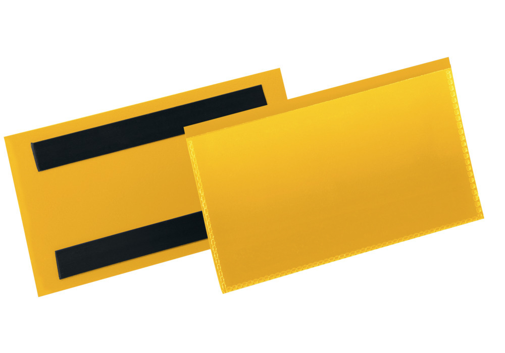 Magnetische Etikettentasche 100 x 38 mm, VE = 50 Stück, gelb - 1