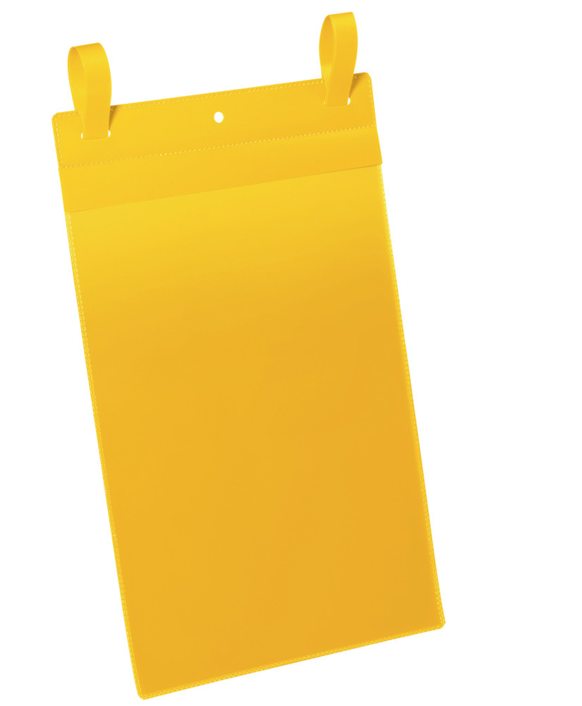 Busta per grigliati metallici con fascette di aggancio, A4, verticale, conf. = 50 pezzi, gialla - 2