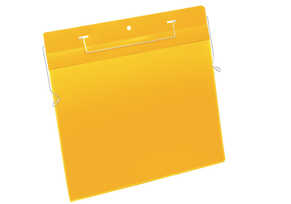 Busta con fissaggio metallico, A4, orizzontale, confezione = 50 pezzi, gialla - 1
