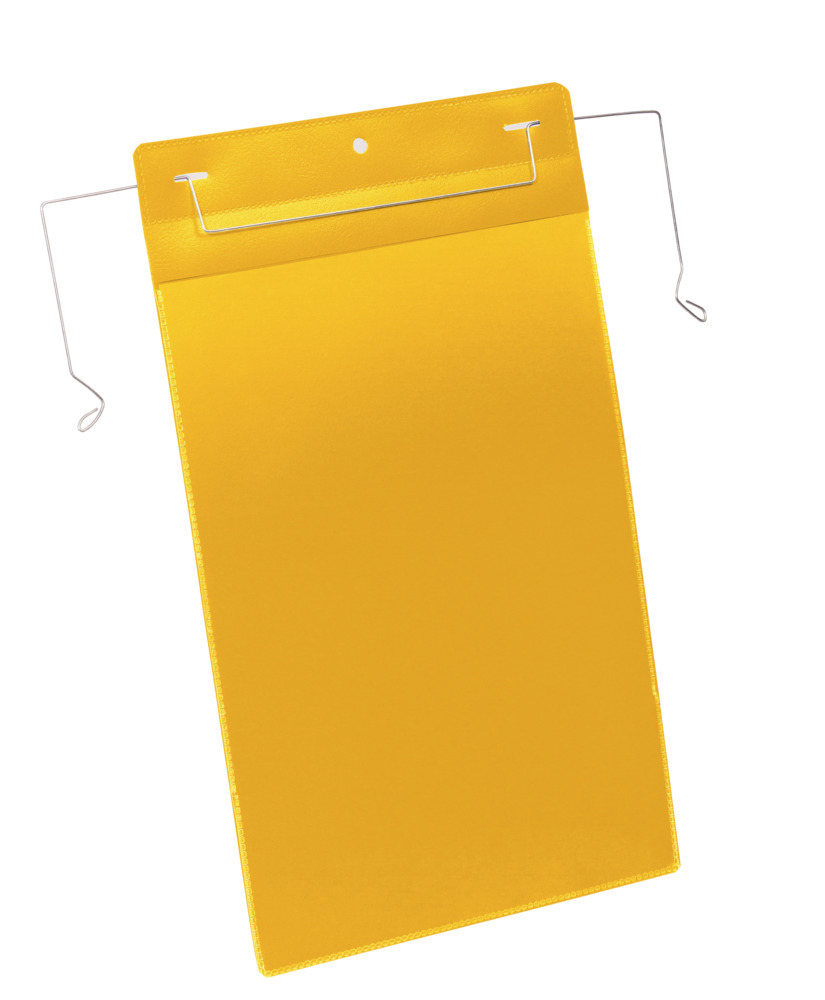 Busta con fissaggio metallico, A4, verticale, confezione = 50 pezzi, gialla - 1