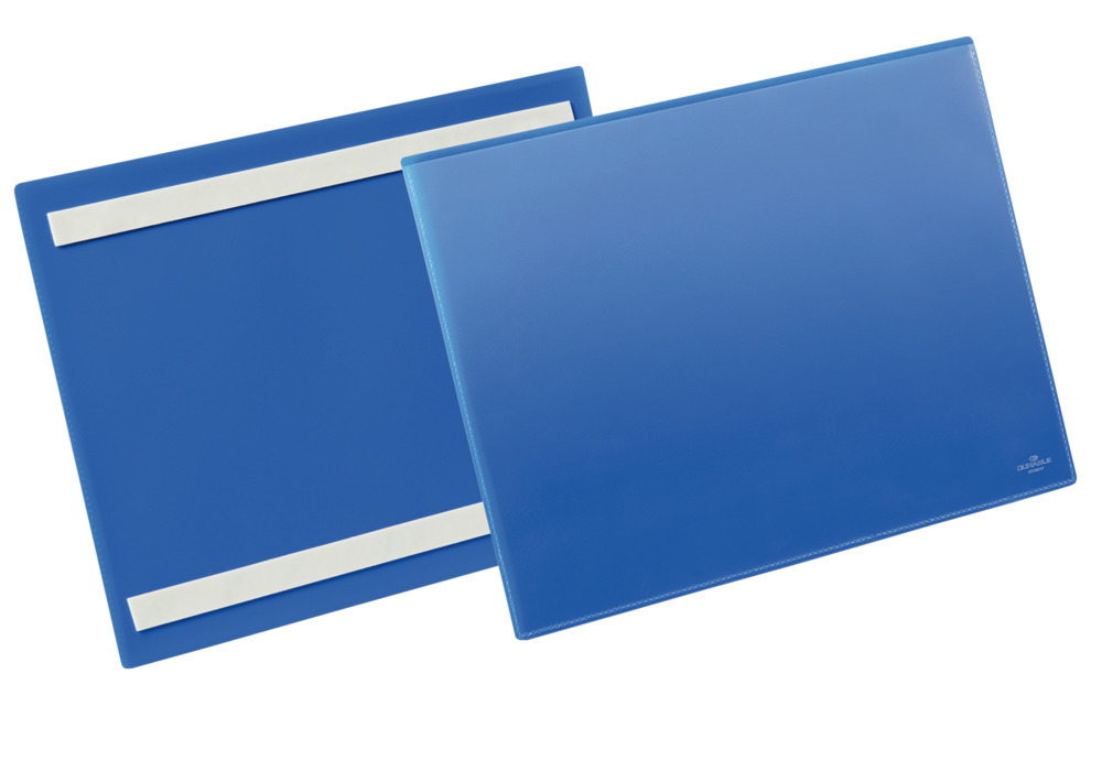 Selbstklebende Etikettentasche A4 quer, VE = 50 Stück, dunkelblau - 1