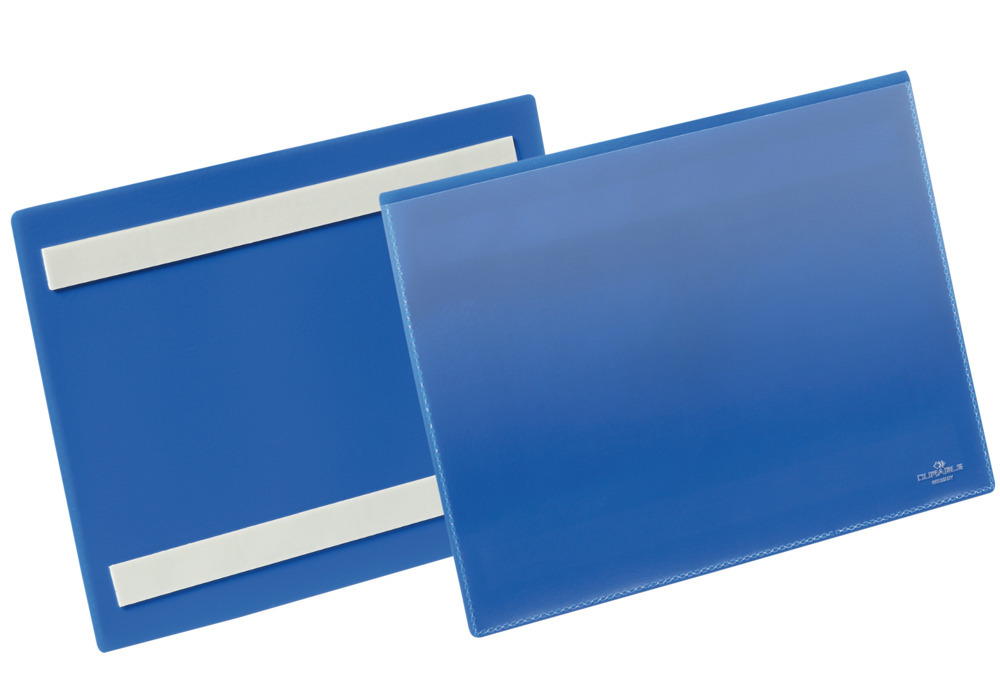 Busta adesiva per targhette identificative, formato A5, orizzontale, confez. = 50 pezzi, blu scuro - 1