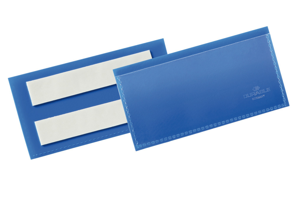 Suporte autoadesivo para etiquetas, 100 x 38 mm, pack de 50 unidades, azul escuro - 1