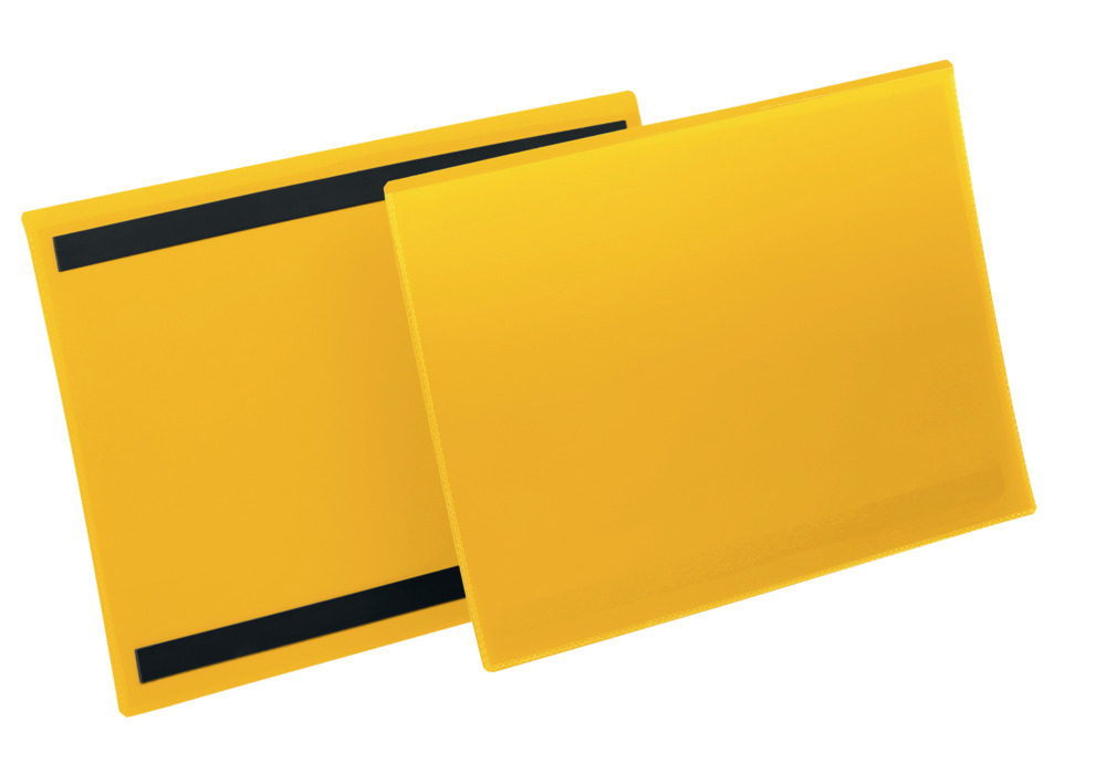 Magnetische Kennzeichnungstasche A4 quer, VE = 50 Stück, gelb - 1