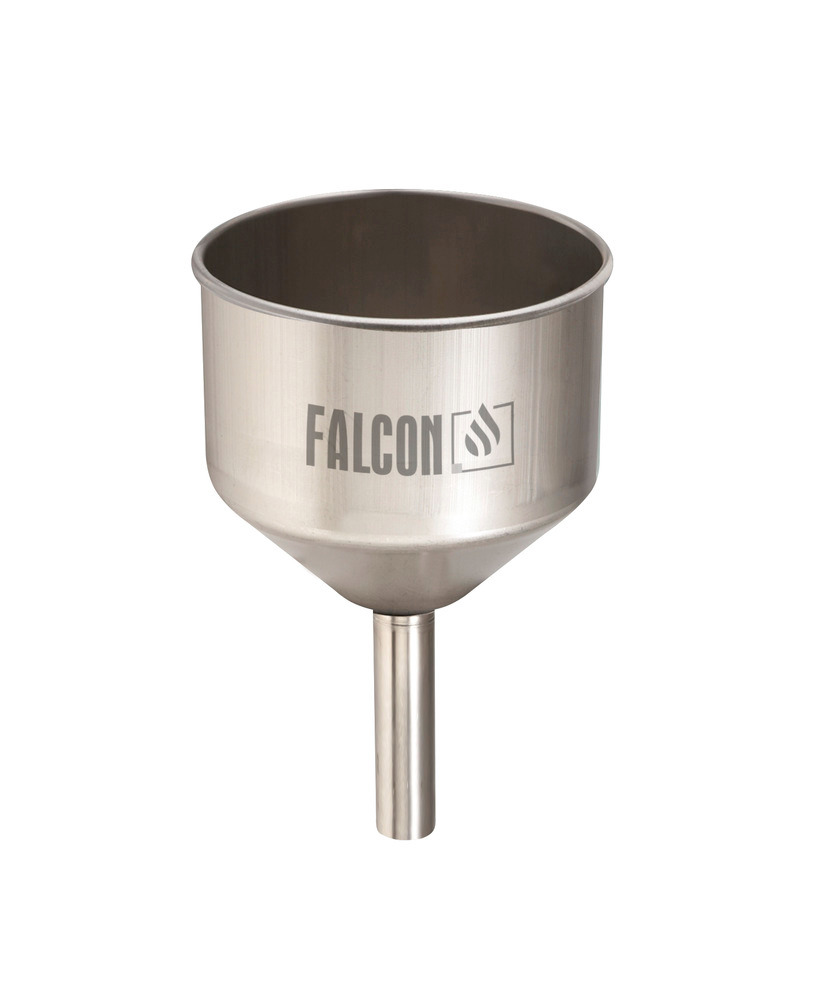 Entonnoir en inox pour bidons FALCON, tube 23 mm (95 mm long), ouverture de remplissage Ø 138 mm - 1