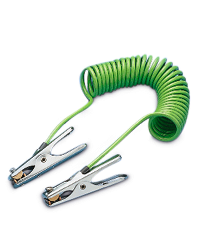 Spiral earthing cable, 3 m long, 2 clips - 1