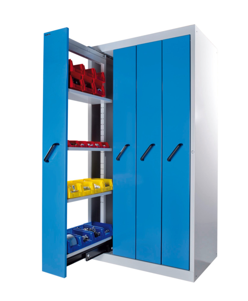 Vertical pull-out cabinet Lista, W 1000 mm, 3 pull-outs with adjustable shelves, light grey - 2