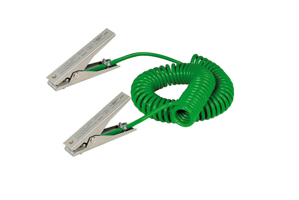 Spiral earthing cable with 2 SS earthing clips MD 120mm, ATEX approval, 3 m cable - 1