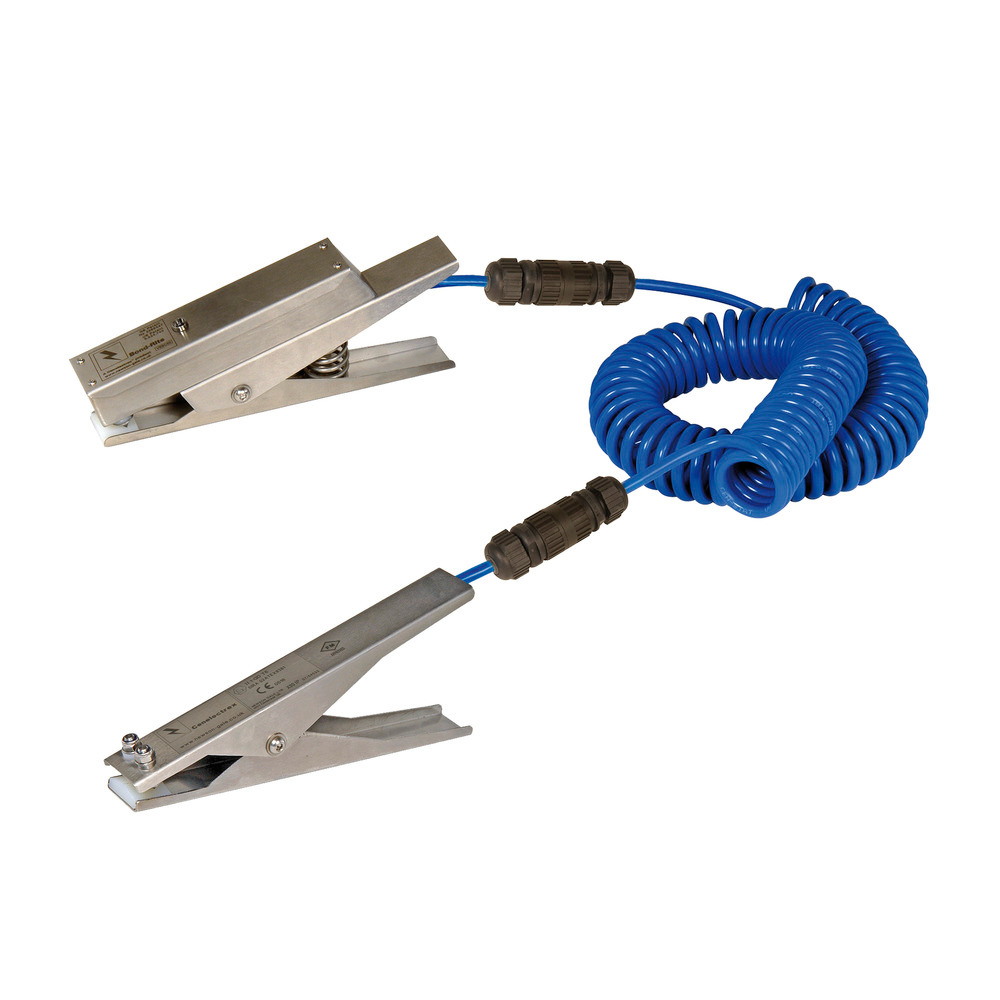 Earth cable with monitor funct, 2-core, 2 st. steel clips ATEX: 1x LED/battery,1x HD 235mm, 3m cable - 1