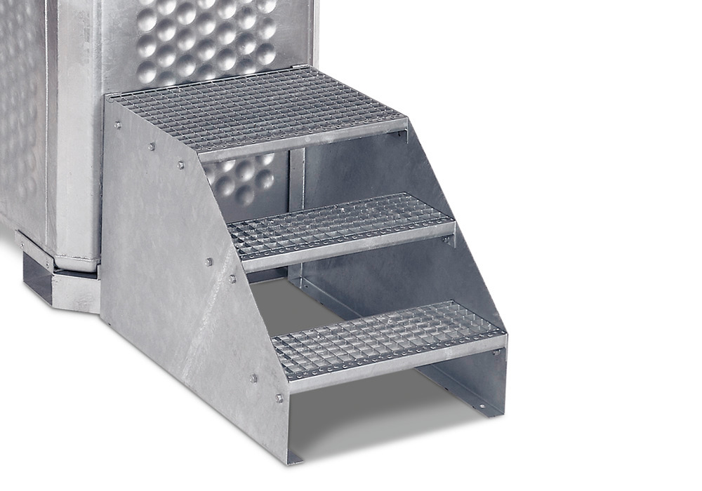 Access step, galvanised, for multicollector, 1300 to 2400 litres - 1