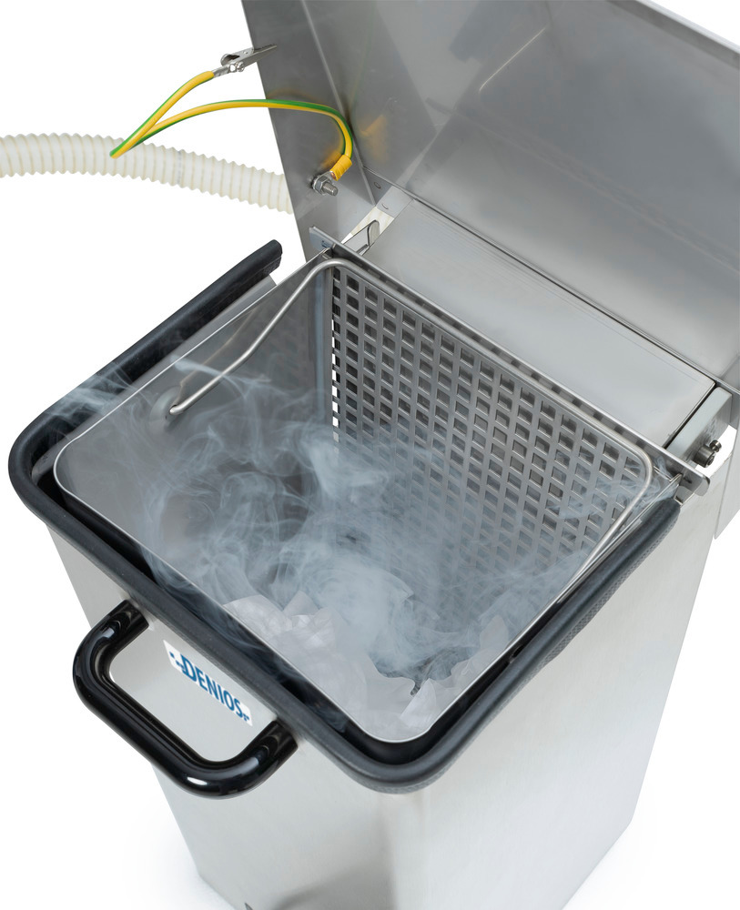 Reinraum-Abfallsammler aus Edelstahl,  40 Liter mit Abluftstutzen - 6