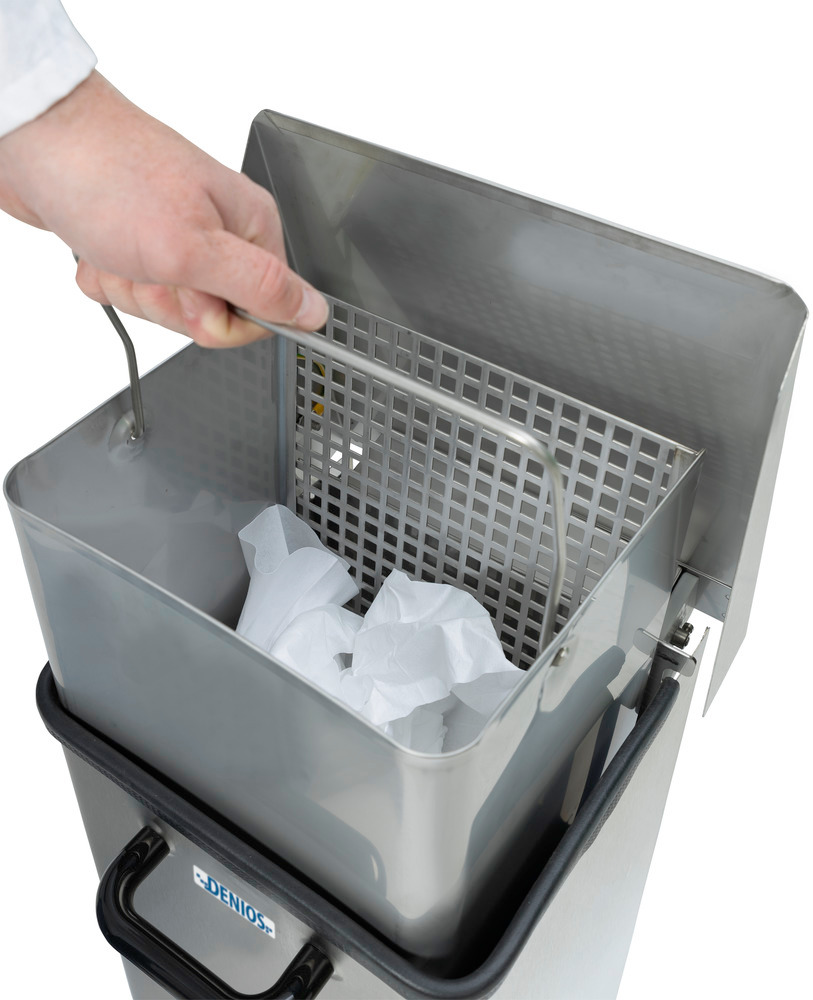 Reinraum-Abfallsammler aus Edelstahl,  40 Liter mit Abluftstutzen - 5