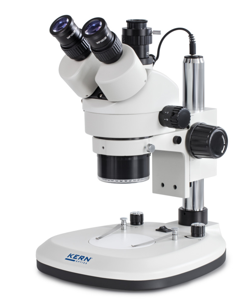 Mikroskop stereo zoom KERN Optics OZL 466, tubus trinokularowy, pole widzenia Ø 20,0 mm, stojak kol. - 1