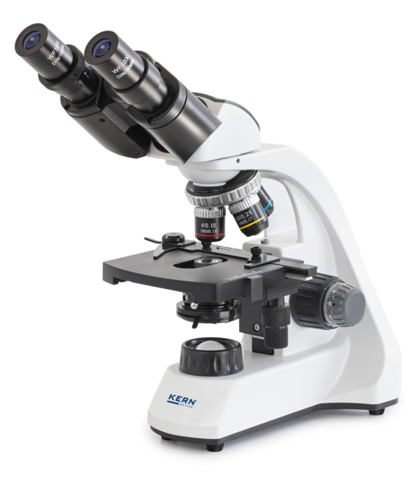 Microscope à lumière transmise KERN Optics OBT 104, tube binoculaire, objectifs 4x/10x /40x, LED 1 W - 1