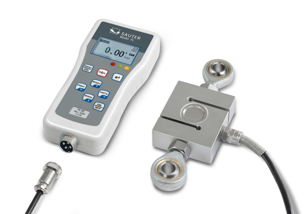 Dinamómetro digital premium Sauter FL 2K, célula interna, gamas de medição 2500N, legibilidade 1 N - 1