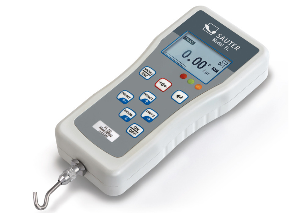Digitálny Premium silomer Sauter FL100, vnútorný merací článok, rozsah merania 1000N, presnosť 0,05N - 1