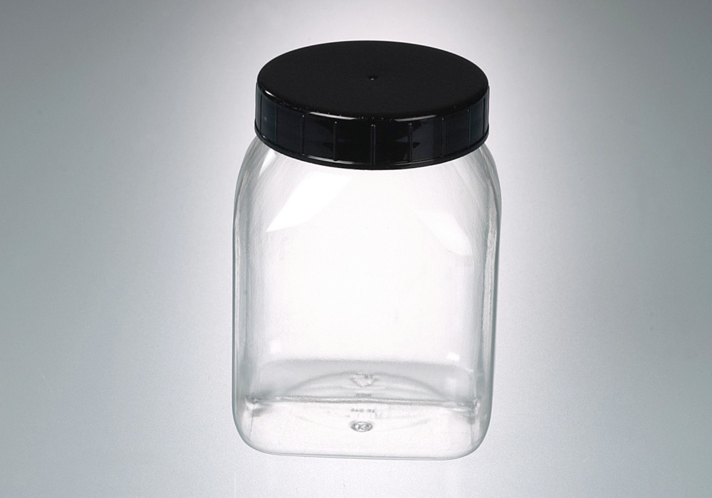 4-Kant-Weithalsdose aus PETG, glasklar, mit Schraubverschluss 500 ml, 24 Stück - 1
