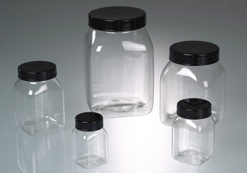 Bottiglia quadrata a collo largo in PETG, trasparente, con tappo a vite, 200 ml, 24 pezzi - 4