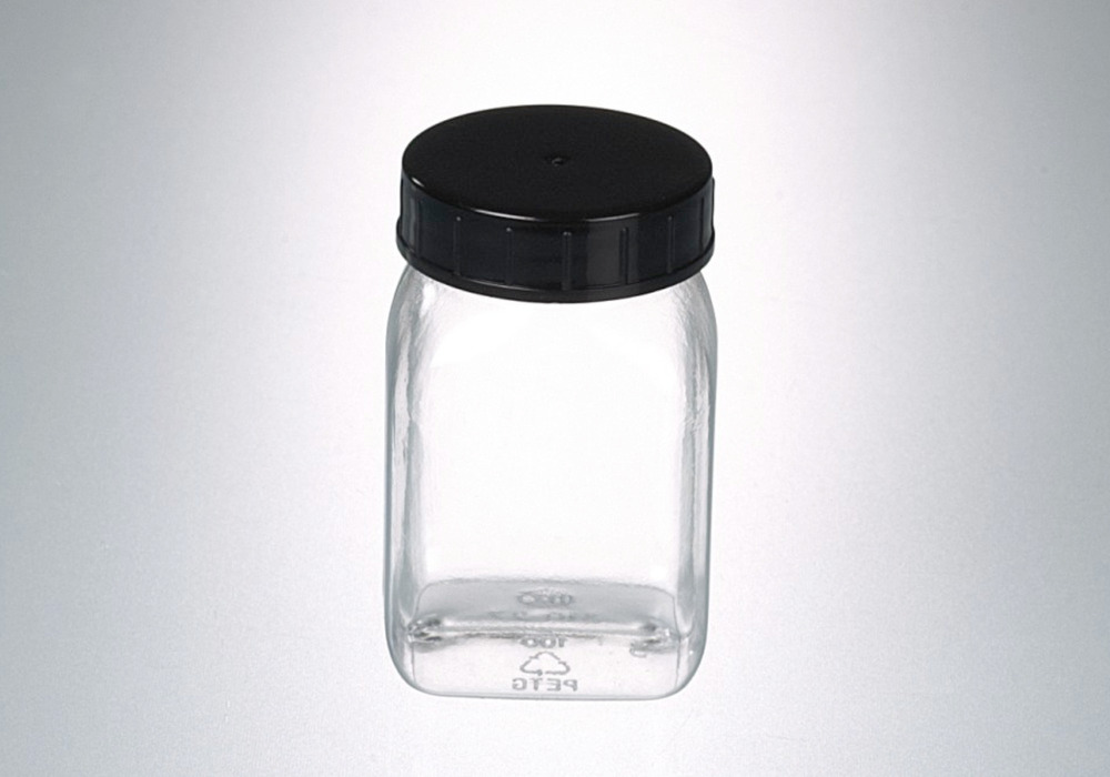 PETG 4-sided wide necked jar, crystal clear, with screw cap 50 ml, 10 pieces - 1