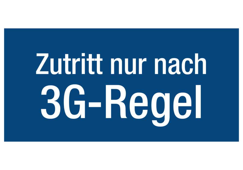 Hinweisschild "Zutritt nur nach 3G-Regel", Folie, selbstklebend, 148 x 74 mm, VE = 10 Stück - 1