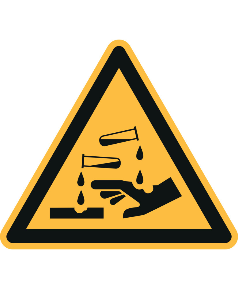 Warnschild "Warnung vor ätzenden Stoffen", ISO 7010, Kunststoff, 200 mm, VE = 10 Stück - 1