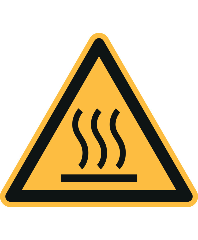 Advarselsskilt advarsel mod varm overflade, ISO 7010, kunststof, 200 mm, 10 stk. - 1