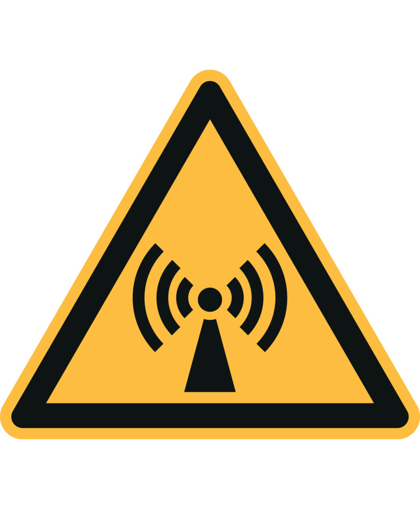 Hazard sign Warning of non-ionising elec. radiation, ISO 7010, foil, s-adh 100 mm, Pack = 20 units - 1