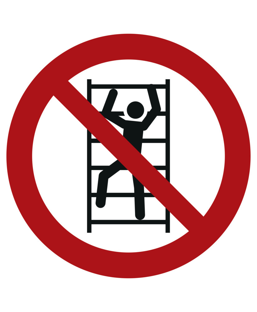 Panneau d'interdiction Défense de grimper, ISO 7010, plastique, 200 mm, UE = 10 pièces