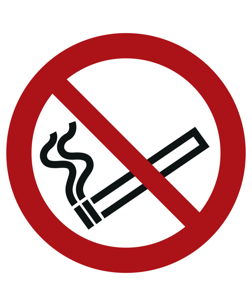 Forbudsskilt rygning forbudt, ISO 7010, kunststof, 200 mm, 10 stk. - 1