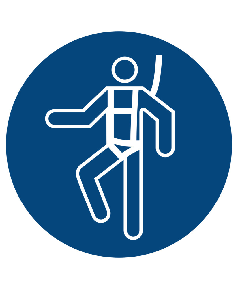 Mandatory sign Use safety harness, ISO 7010, foil, self-adhesive, 100 mm, Pack = 10 units - 1