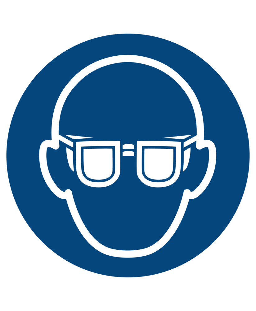 Příkazová značka Použij ochranné brýle, ISO 7010, samolepicí fólie, 50 mm,  BJ = 10 x 6 ks - 1