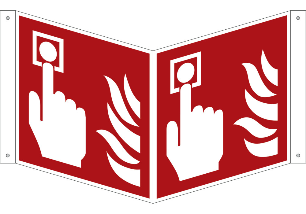 Panneau en V Point d'alarme incendie, ISO 7010, plastique photoluminescent, 200 x 200 mm, 5 pièces - 1