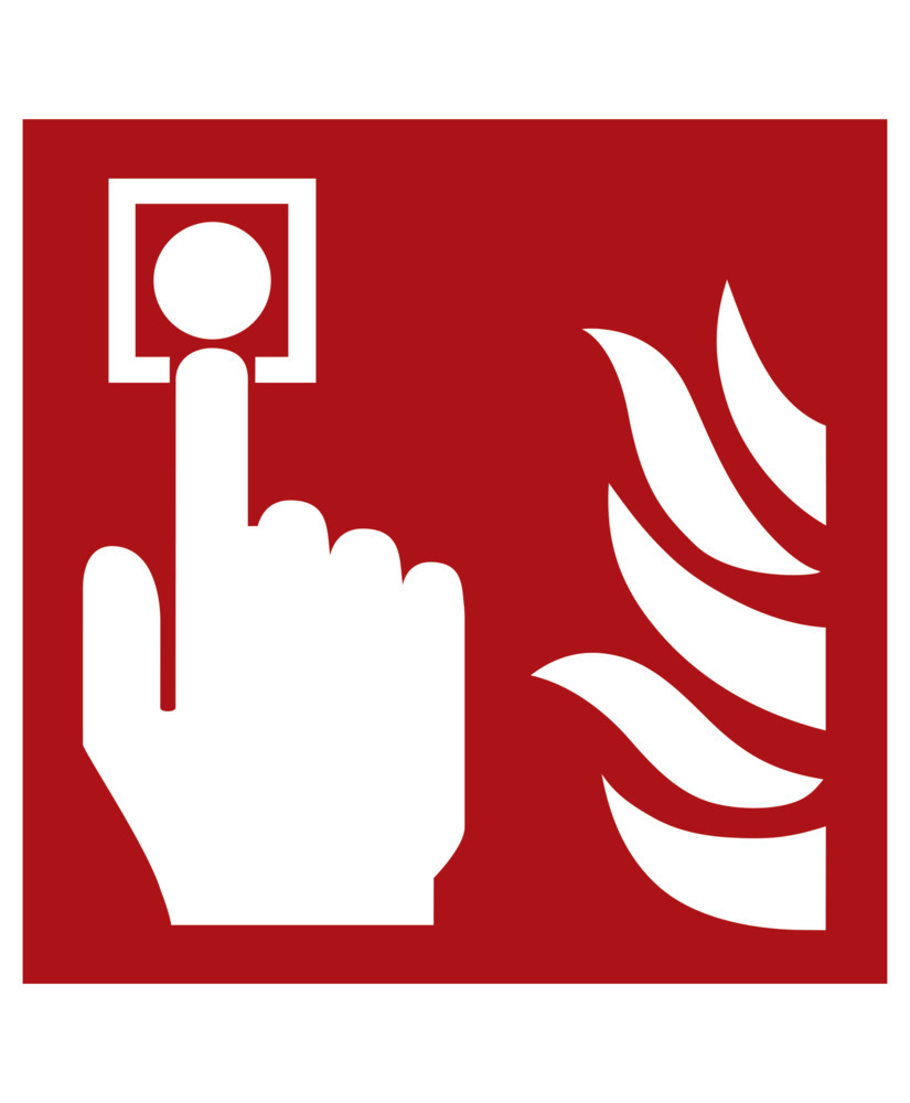 Panneau de sécurité Point d'alarme incendie, ISO 7010, film autocollant fluo, 200 x 200 mm, x10 - 1